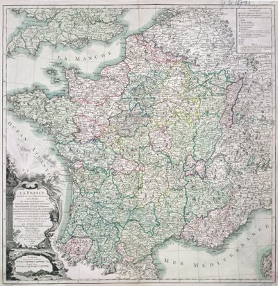 Map of France as Divided into 58 Provinces by Louis Charles Desnos